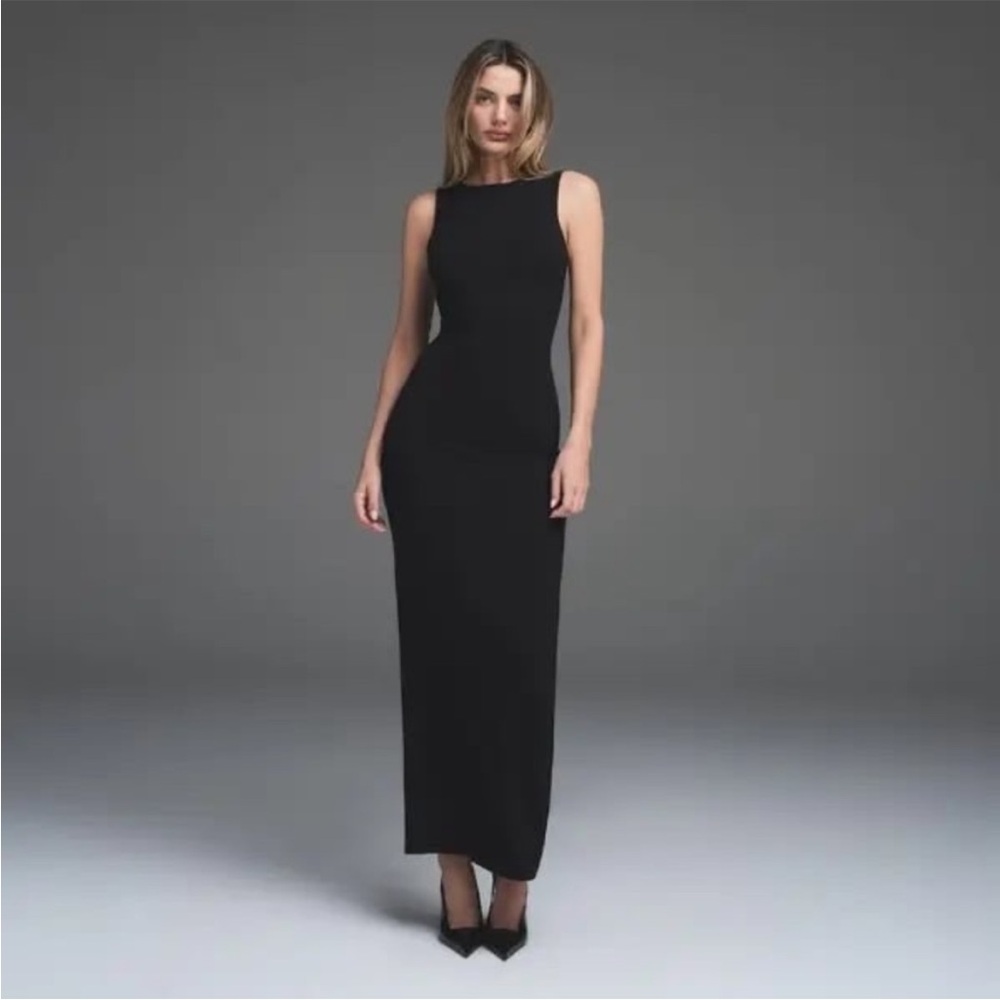 SKIMS NWT SMOOTH LOUNGE LONG BOAT NECK DRESS SZ XSMALL